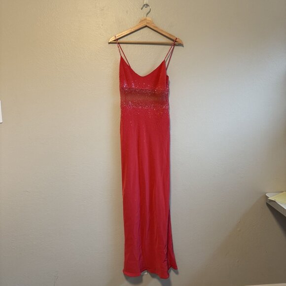 Vintage Cache Pink Beaded Maxi Dress Size 2 - Picture 1 of 10